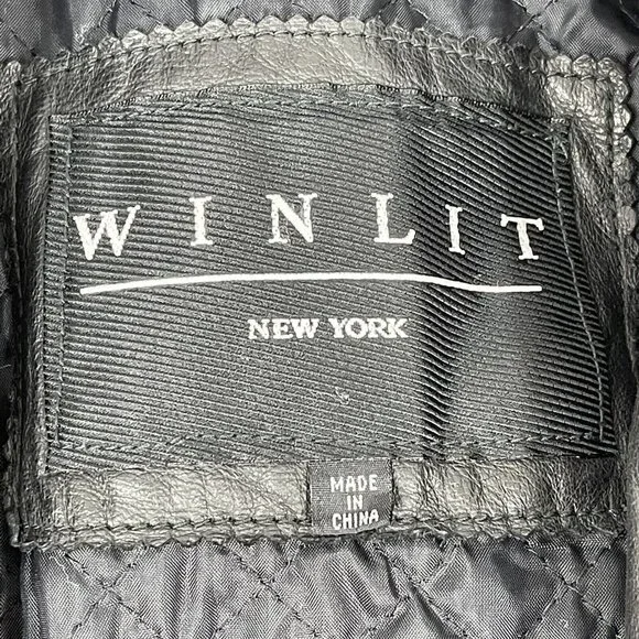 WINLIT Womens Medium Black Soft 100% Leather Button Jacket Long Lines Dress Coat